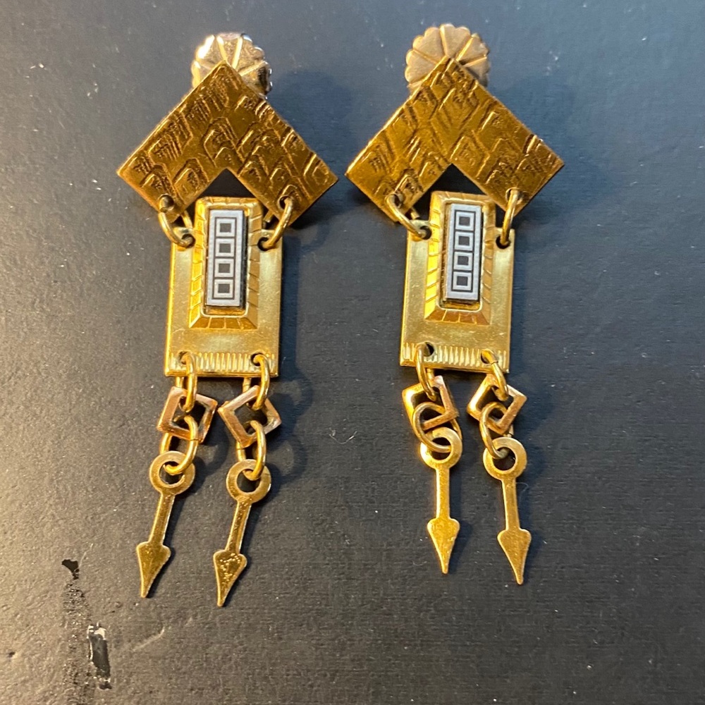 Gold metal pierced earrings